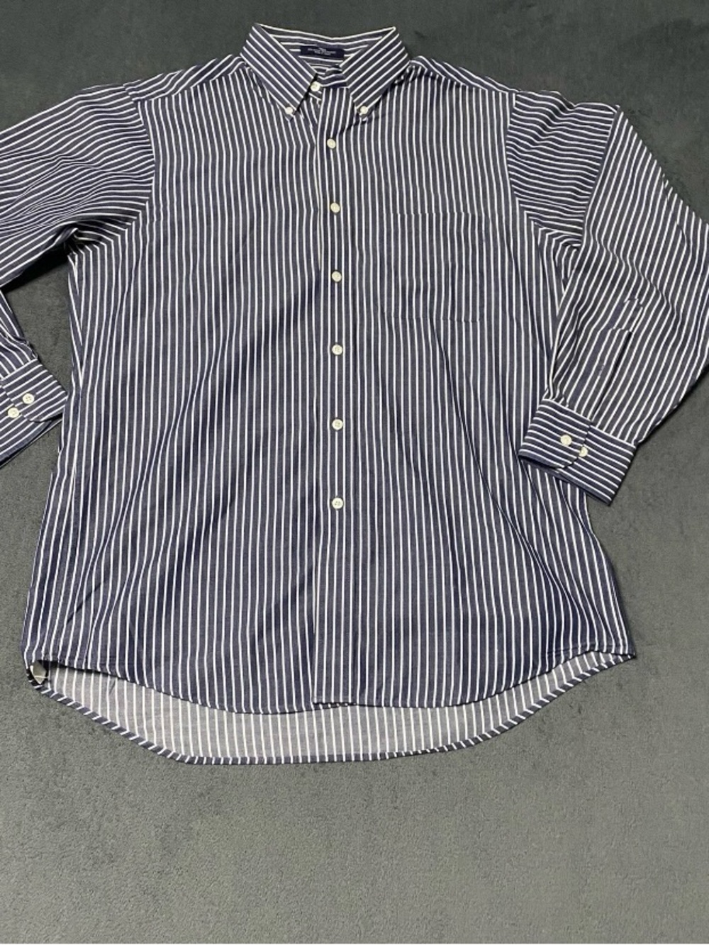 CHAPS Classic Button Down Shirt Mens Medium Blue Stripped Preppy